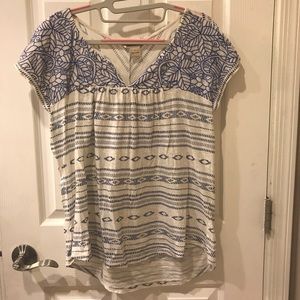 Blue and white embroider shirt lucky brand